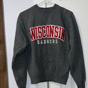 Wisconsin Badgers stitched logo gray crewneck sweatshirt